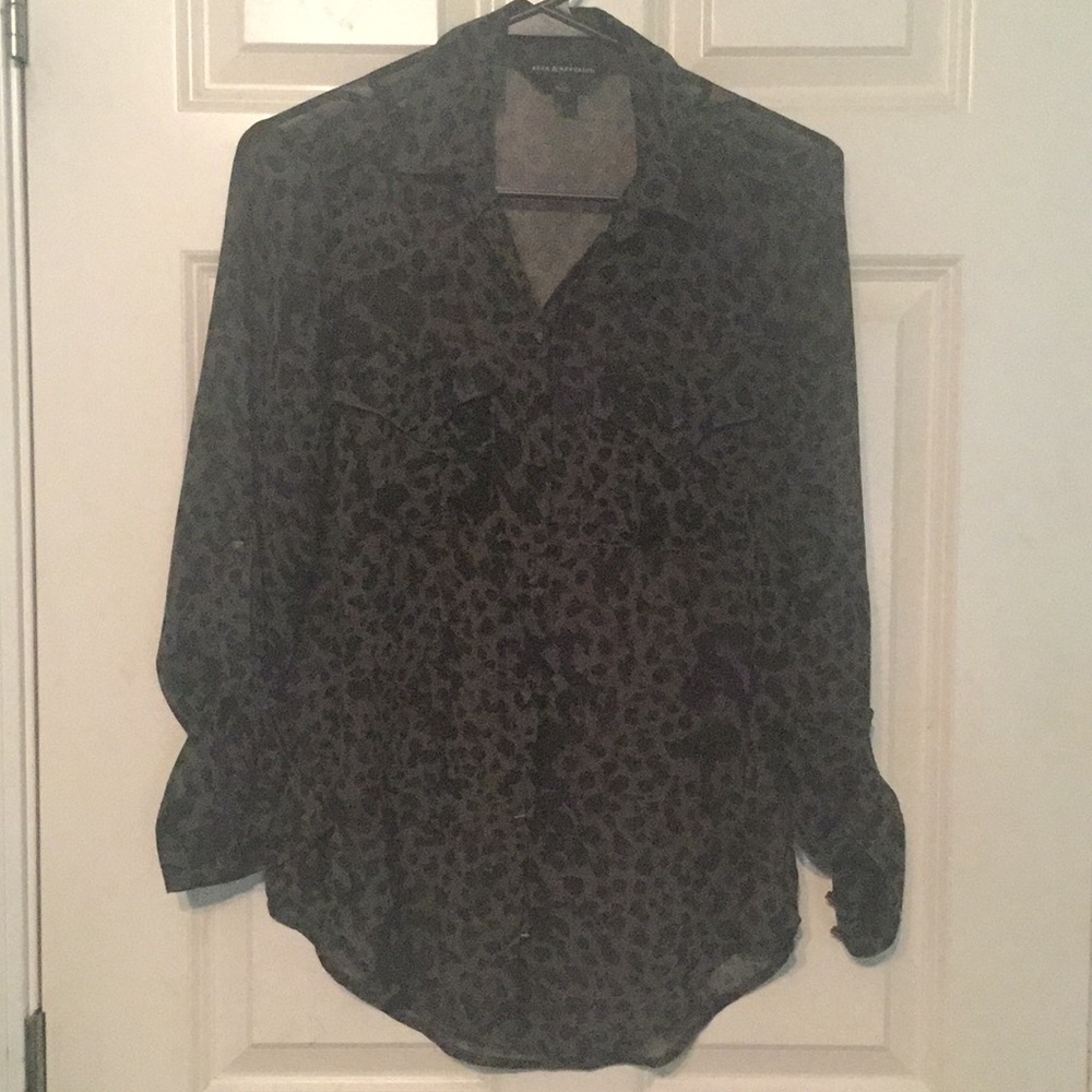 Sheer, leopard print blouse